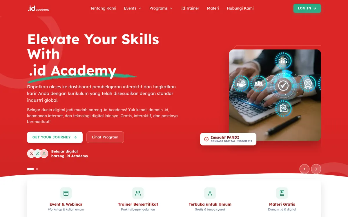 Homepage of .id Academy