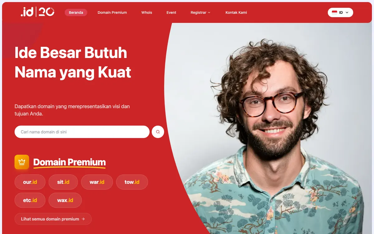 Homepage of domain.id